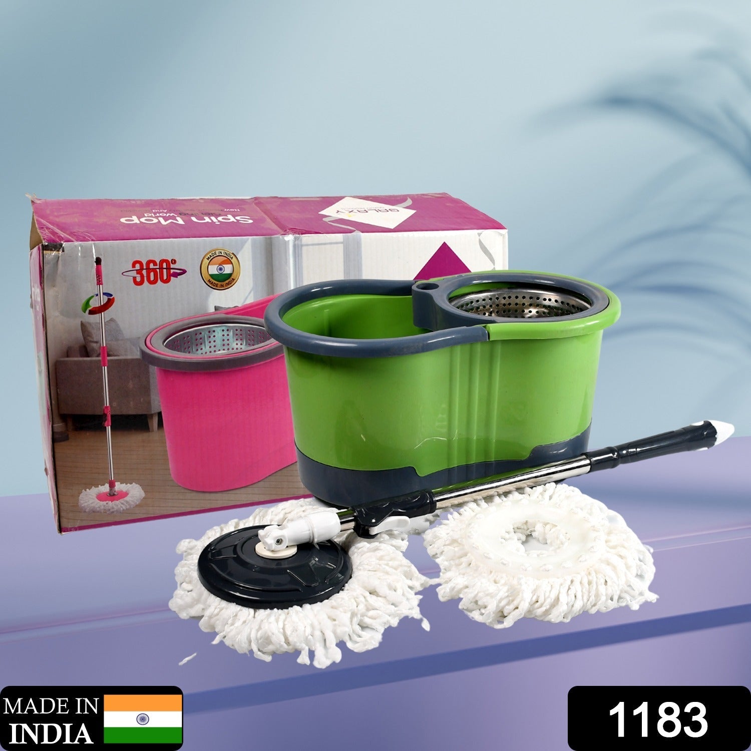1183 MOP WITH BUCKET FOR FLOOR CLEANING/MOP FOR FLOOR CLEANING / FLOOR CLEANER MOP / SPIN MOP / MAGIC MOP / MOP STICK / SPIN MOP SET WITH BUCKET (B Grade) DeoDap 1183 MOP WITH BUCKET FOR FLOOR CLEANING/MOP FOR FLOOR CLEANING / FLOOR CLEANER MOP / SPIN MOP / MAGIC MOP / MOP STICK / SPIN MOP SET WITH BUCKET (B Grade) DeoDap